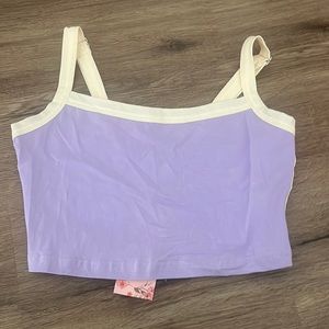 Purple cropped tank with white lining